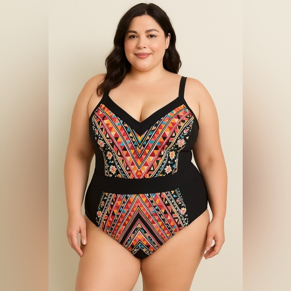Vibrant Geometric Women's One-Piece Swimsuit